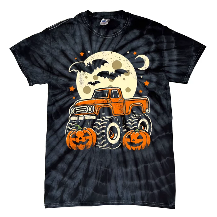 Halloween For Boy Monster Truck Pumpkin Halloween Tie-Dye T-Shirt