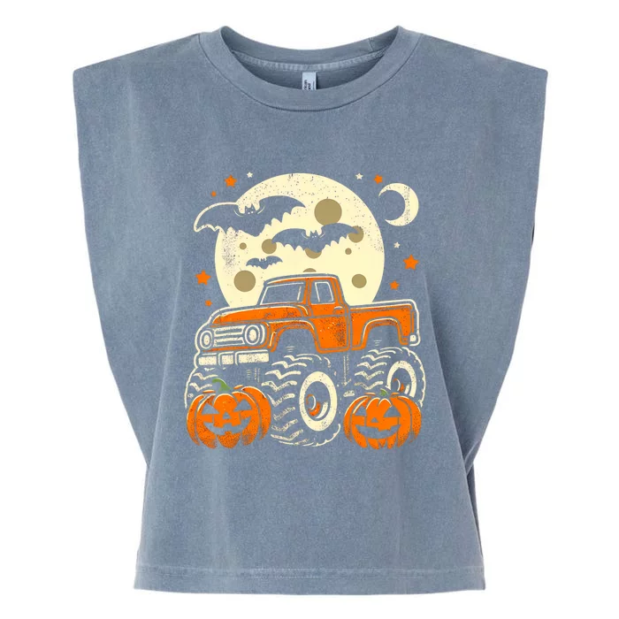 Halloween For Boy Monster Truck Pumpkin Halloween Garment-Dyed Women's Muscle Tee