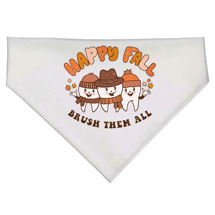 Happy Fall Brush Them All Dentist Teeth Thanksgiving Squad USA-Made Doggie Bandana