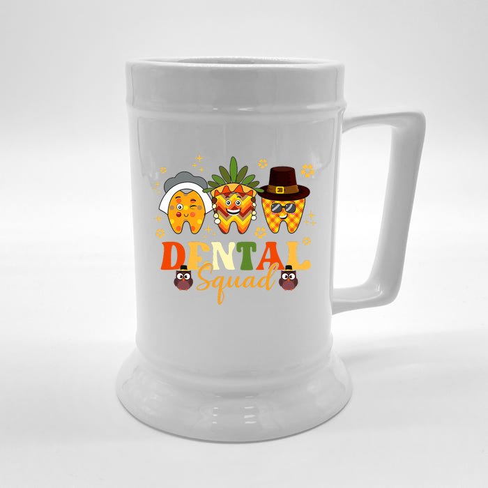 Happy Fall Brush Them All Dental Dentist Squad Thanksgiving Front & Back Beer Stein