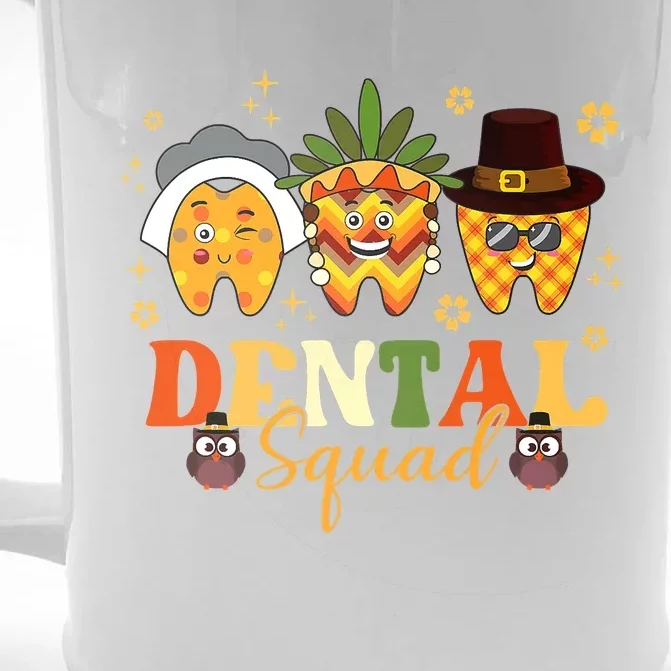 Happy Fall Brush Them All Dental Dentist Squad Thanksgiving Front & Back Beer Stein