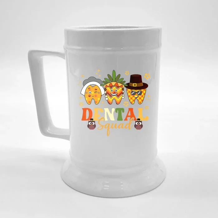 Happy Fall Brush Them All Dental Dentist Squad Thanksgiving Front & Back Beer Stein