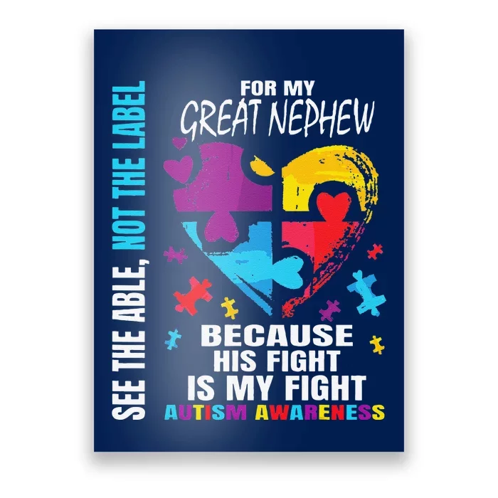 His Fight Blue Great Nephew Autism Awareness Aunt Uncle Poster