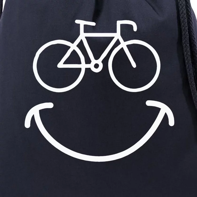 Happy Face Bike Cycling And Cyclist Drawstring Bag