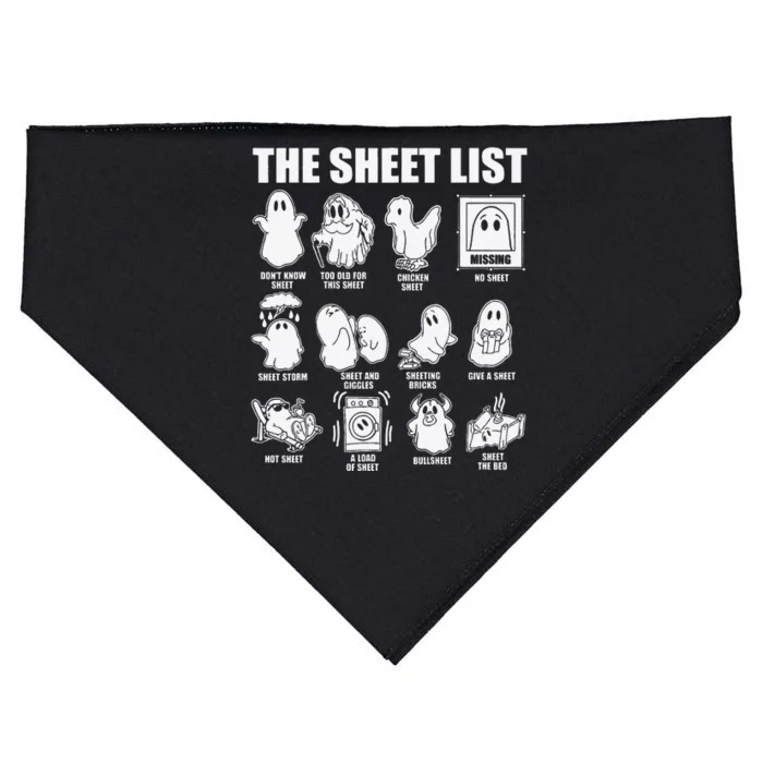 Halloween Funny Boo Sheet Halloween The Sheet List Gift USA-Made Doggie Bandana