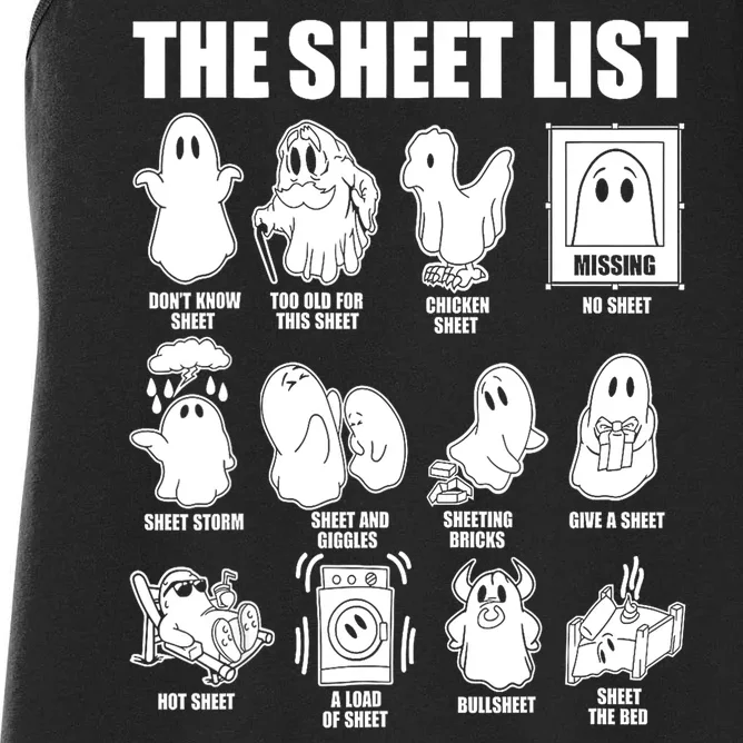 Halloween Funny Boo Sheet Ghost The Sheet List Gift Women's Racerback Tank