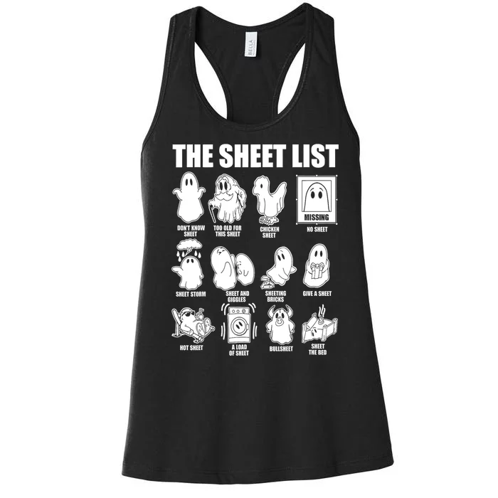 Halloween Funny Boo Sheet Ghost The Sheet List Gift Women's Racerback Tank