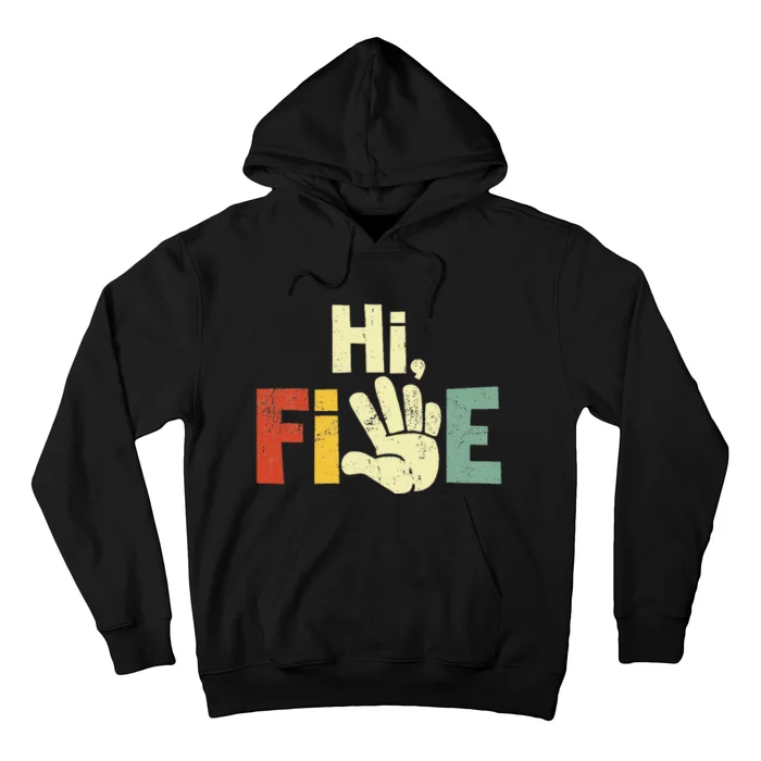 Hi Five Birthday Party Decorations 5 Year Old Hoodie