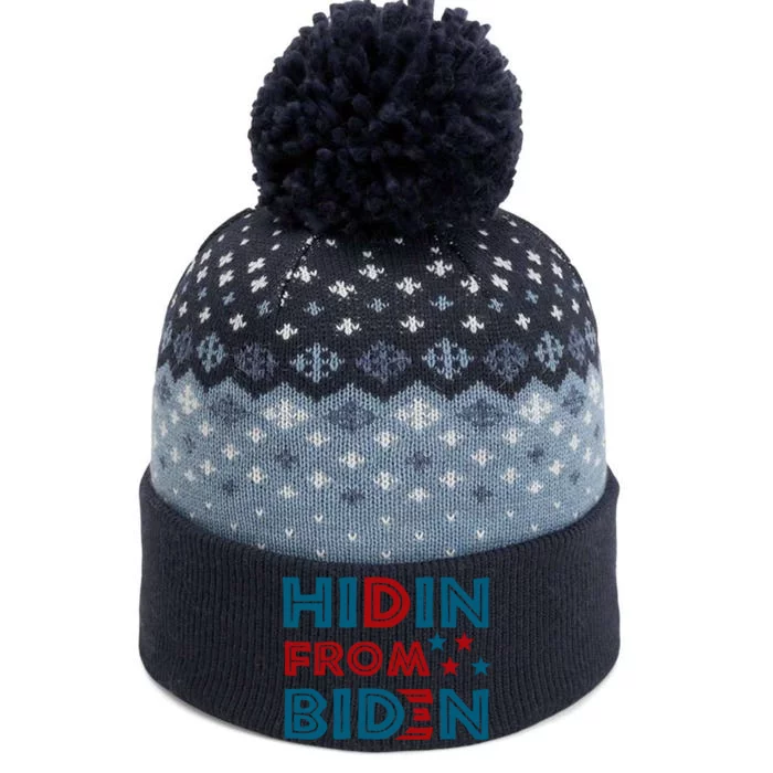 Hidin From Biden Funny The Baniff Cuffed Pom Beanie