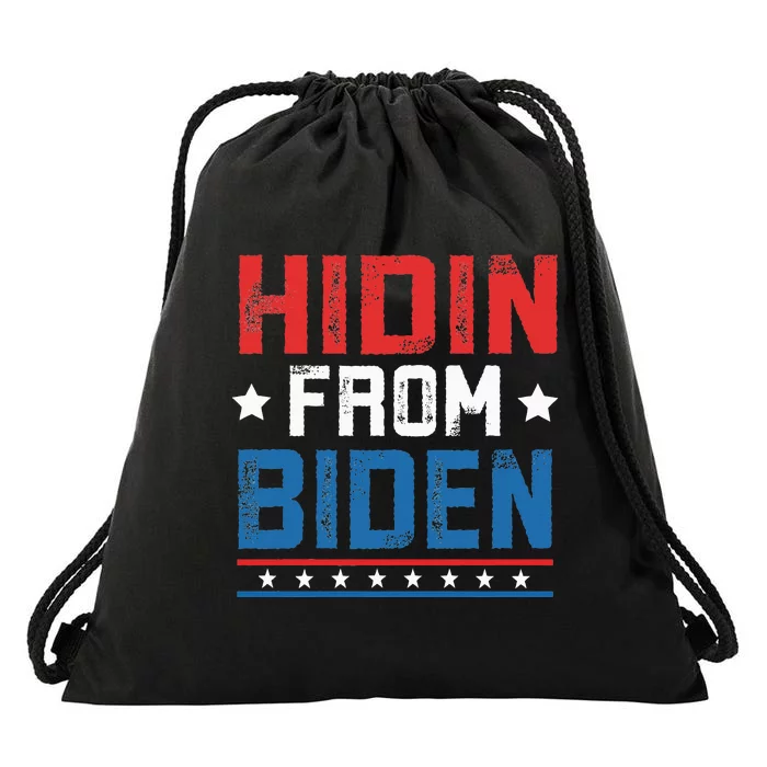 Hidin From Biden Usa Flag Funny Political Joe Biden Drawstring Bag