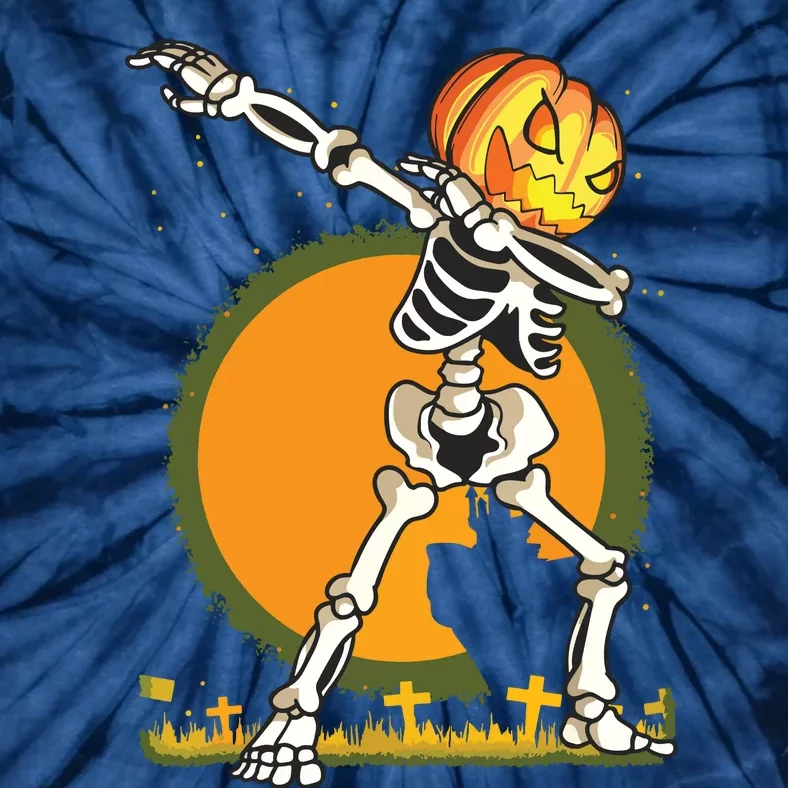 Halloween For Boy Kids Dabbing Skeleton Pumpkin Dab Tie-Dye T-Shirt