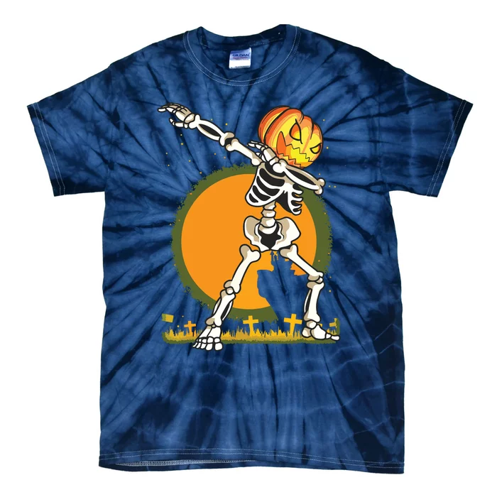 Halloween For Boy Kids Dabbing Skeleton Pumpkin Dab Tie-Dye T-Shirt