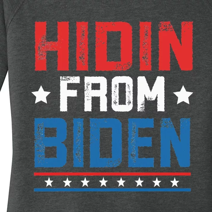 Hidin From Biden Usa Flag Funny Political Joe Biden Women's Perfect Tri Tunic Long Sleeve Shirt