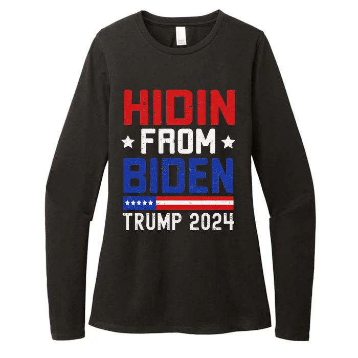 Hidin From Biden Funny Antibiden Trump 2024 Womens CVC Long Sleeve Shirt