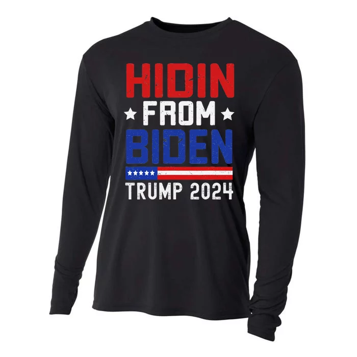 Hidin From Biden Funny Antibiden Trump 2024 Cooling Performance Long Sleeve Crew