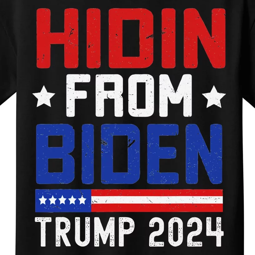 Hidin From Biden Funny Antibiden Trump 2024 Kids T-Shirt