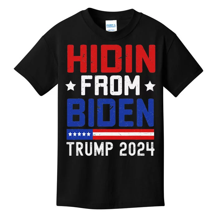 Hidin From Biden Funny Antibiden Trump 2024 Kids T-Shirt