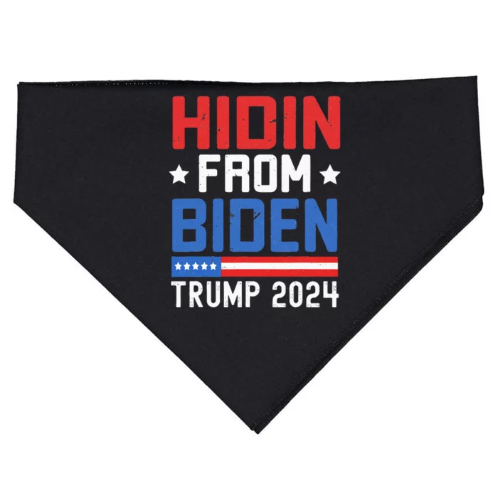 Hidin From Biden Kids Men Trump 2024 Funny Anti Joe Biden USA-Made Doggie Bandana