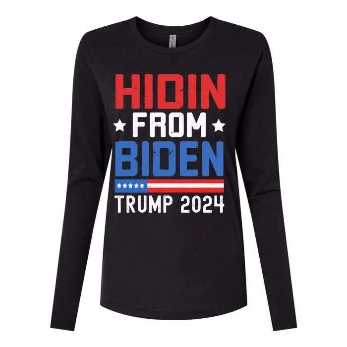 Hidin From Biden Kids Men Trump 2024 Funny Anti Joe Biden Womens Cotton Relaxed Long Sleeve T-Shirt