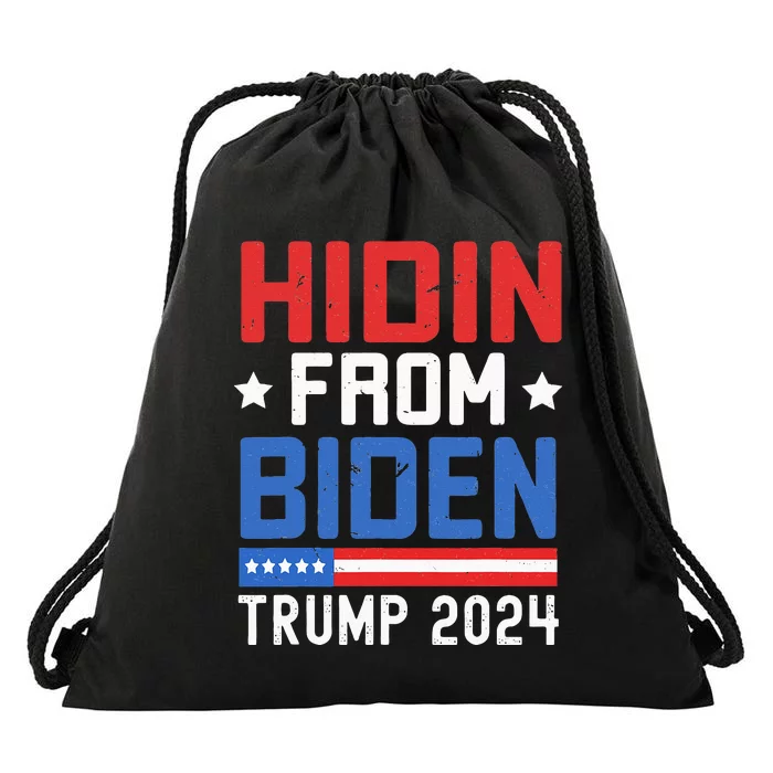 Hidin From Biden Kids Men Trump 2024 Funny Anti Joe Biden Drawstring Bag