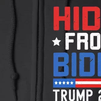 Hidin From Biden Kids Men Trump 2024 Funny Anti Joe Biden Full Zip Hoodie