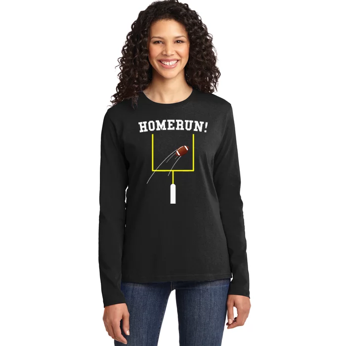 Homerun Football Baseball Sports Mix Up Humor Ladies Long Sleeve Shirt