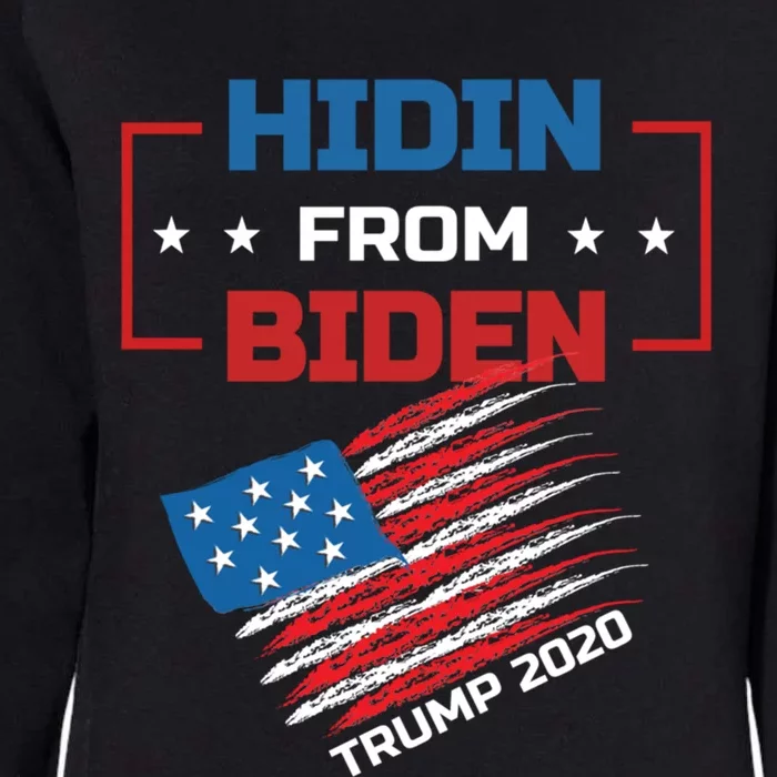 Hidin From Biden Red Us Flag Trump 2020 Funny Anti Joe Biden Gift Womens California Wash Sweatshirt