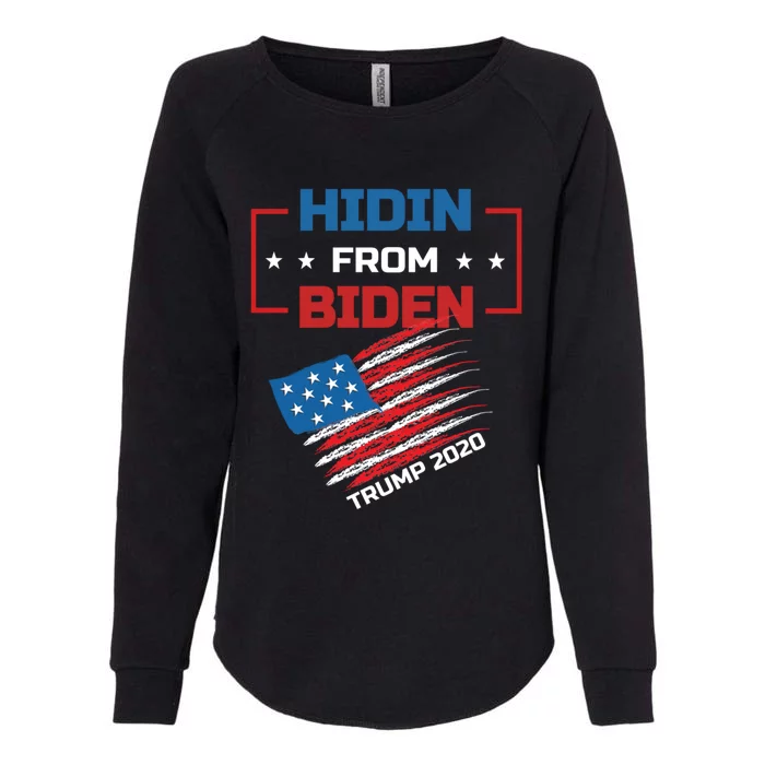 Hidin From Biden Red Us Flag Trump 2020 Funny Anti Joe Biden Gift Womens California Wash Sweatshirt