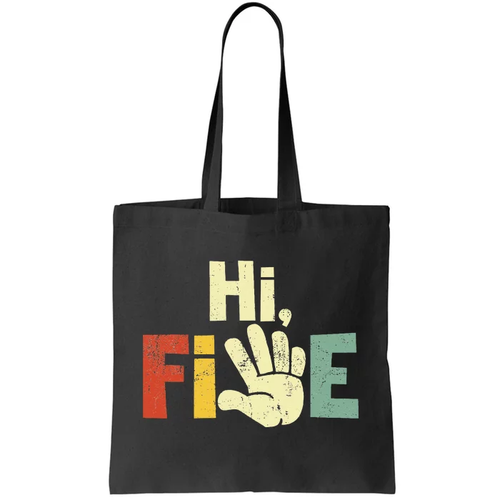 Hi Five Birthday Party Decorations 5 Year Old Tote Bag