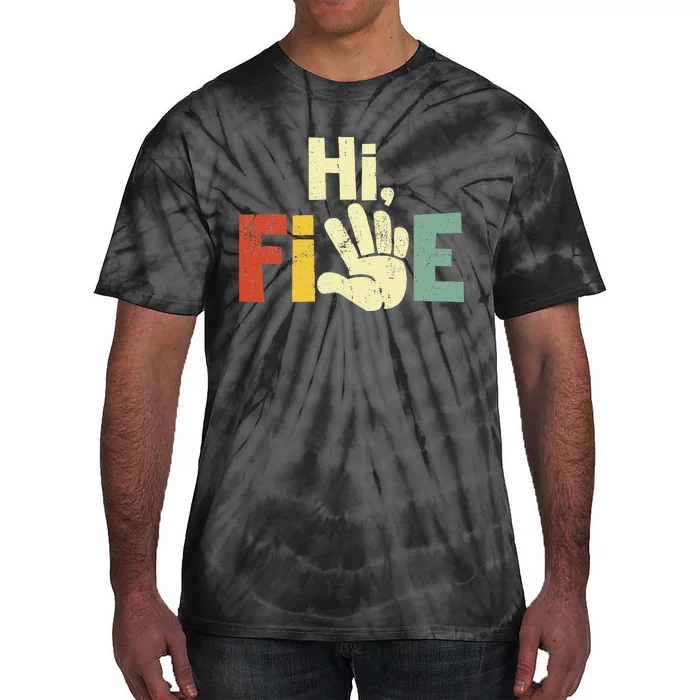 Hi Five Birthday Party Decorations 5 Year Old Tie-Dye T-Shirt