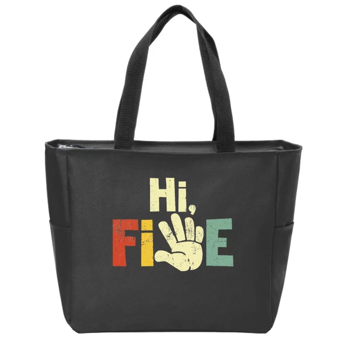 Hi Five Birthday Party Decorations 5 Year Old Zip Tote Bag