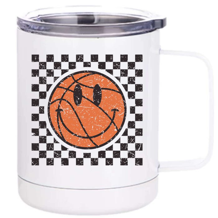 Happy Face Basketball Lover Smile Face Funny Smiling Front & Back 12oz Stainless Steel Tumbler Cup