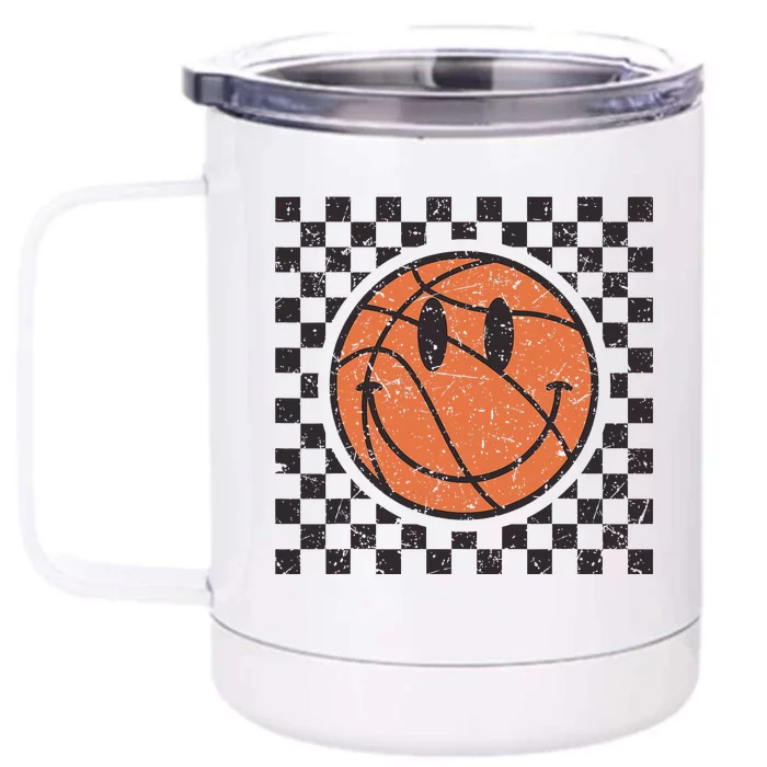 Happy Face Basketball Lover Smile Face Funny Smiling Front & Back 12oz Stainless Steel Tumbler Cup