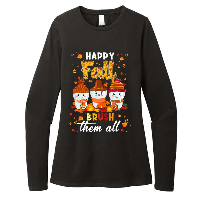 Happy Fall Brush Them All Dental Dentist Squad Thanksgiving Meaningful Gift Womens CVC Long Sleeve Shirt