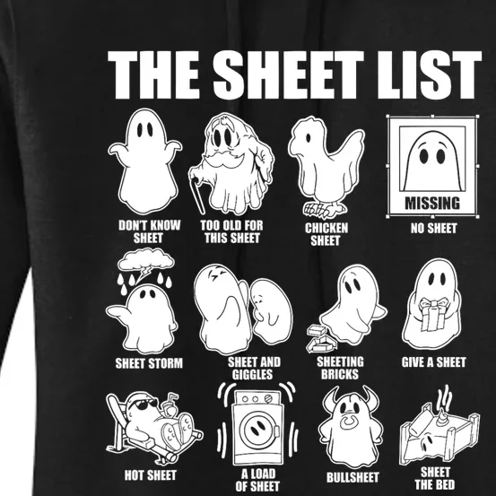 Halloween Funny Boo Sheet Halloween The Sheet List Women's Pullover Hoodie