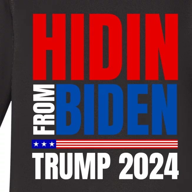 Hidin From Biden Funny Anti Joe Biden Trump 2024 Baby Long Sleeve Bodysuit