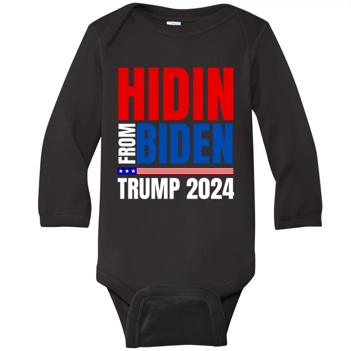 Hidin From Biden Funny Anti Joe Biden Trump 2024 Baby Long Sleeve Bodysuit