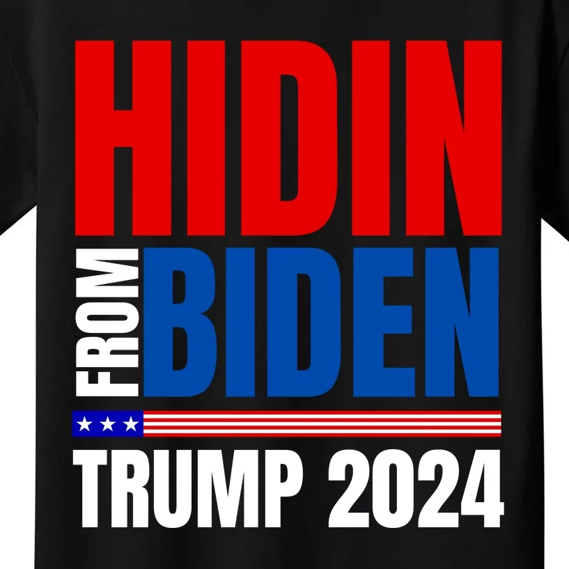 Hidin From Biden Funny Anti Joe Biden Trump 2024 Kids T-Shirt