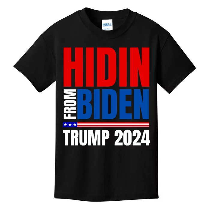 Hidin From Biden Funny Anti Joe Biden Trump 2024 Kids T-Shirt