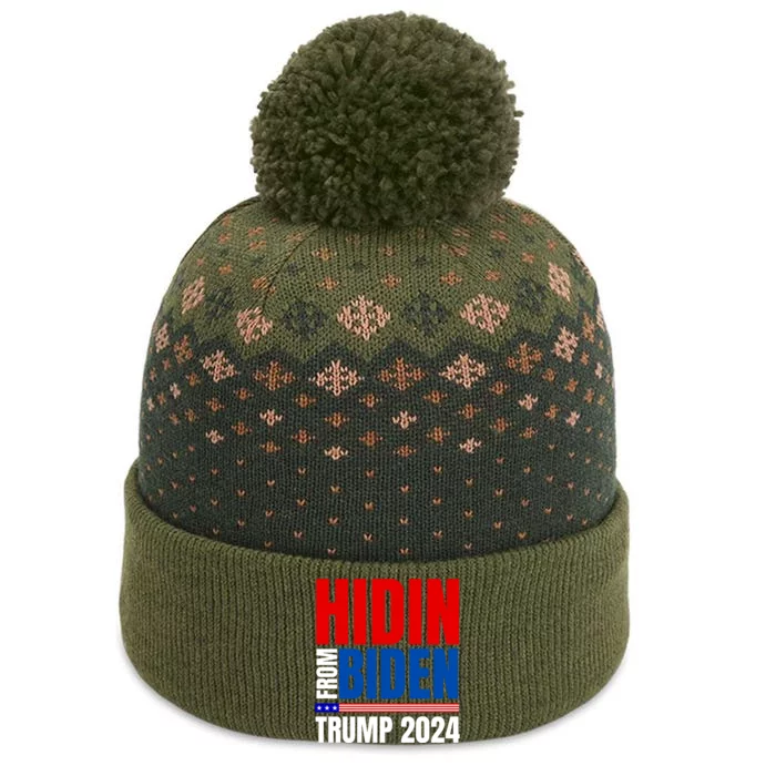 Hidin From Biden Funny Anti Joe Biden Trump 2024 The Baniff Cuffed Pom Beanie