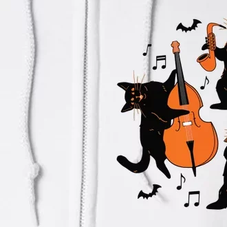 Halloween Funny Band Musical Cats Cello Trumpet Full Zip Hoodie