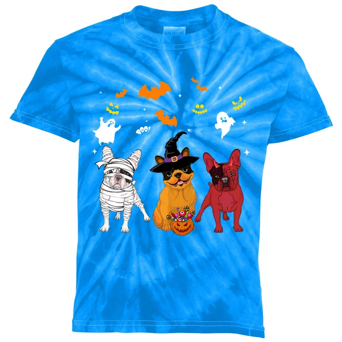 Halloween French Bulldog Dogs Lovers Mummy Witch Demon Gift Kids Tie-Dye T-Shirt