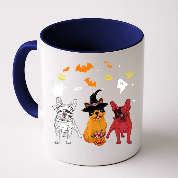 Halloween French Bulldog Dogs Lovers Mummy Witch Demon Gift Front & Back Coffee Mug