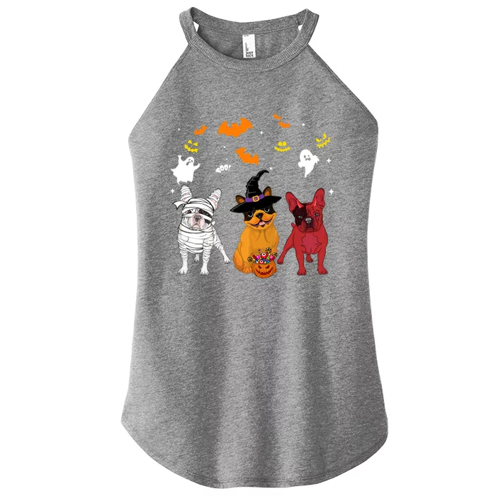 Halloween French Bulldog Dogs Lovers Mummy Witch Demon Gift Women’s Perfect Tri Rocker Tank