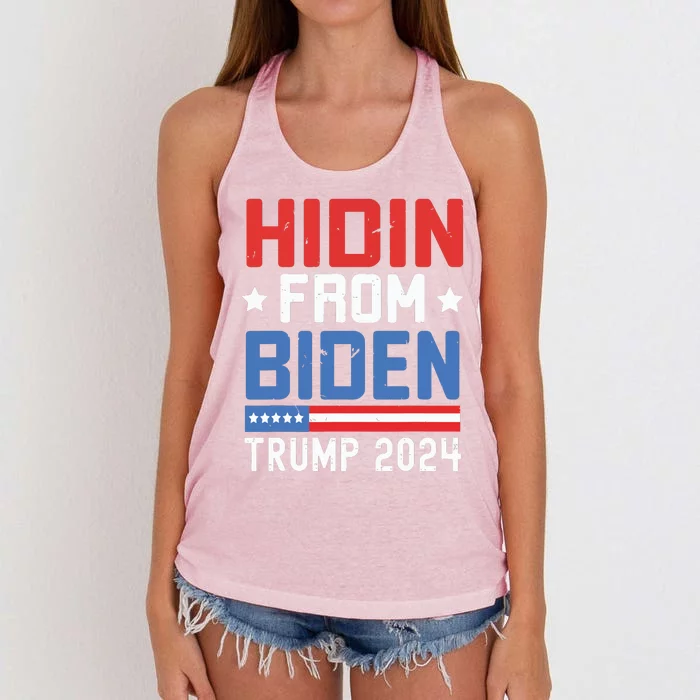 Hidin From Biden Kids Trump 2024 Funny Anti Joe Biden Women's Knotted Racerback Tank