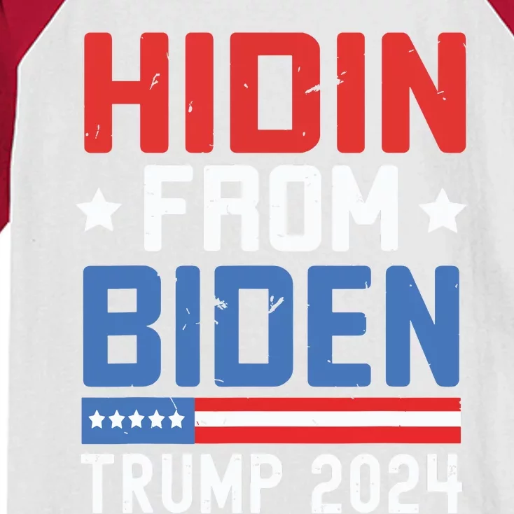 Hidin From Biden Kids Trump 2024 Funny Anti Joe Biden Kids Colorblock Raglan Jersey