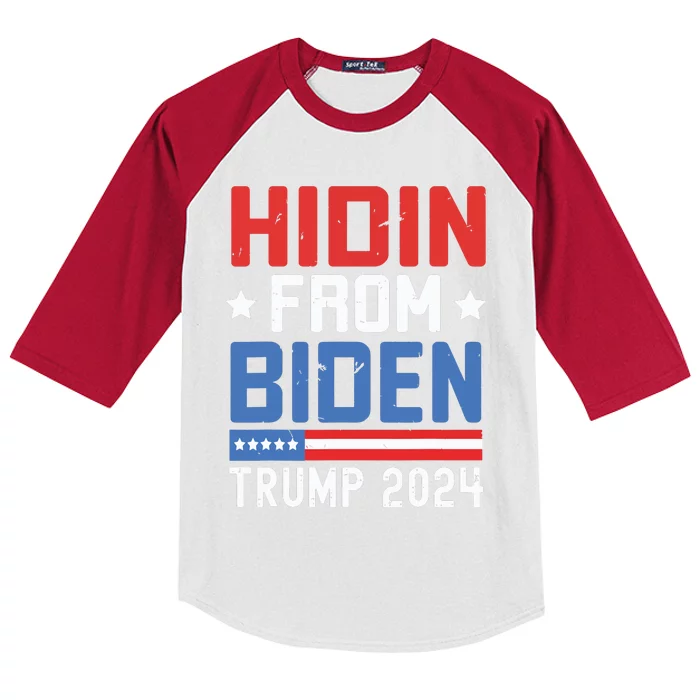 Hidin From Biden Kids Trump 2024 Funny Anti Joe Biden Kids Colorblock Raglan Jersey