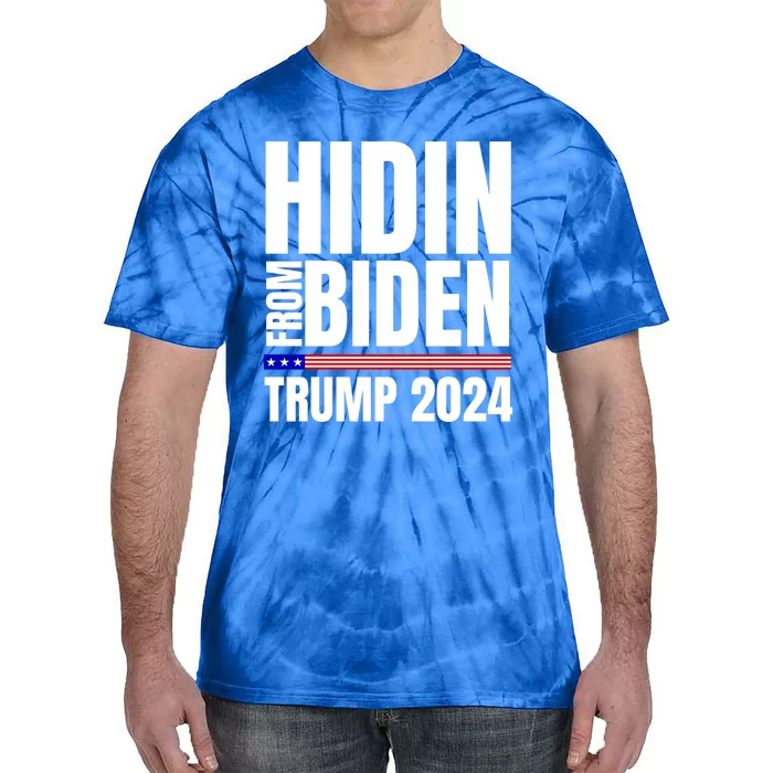 Hidin From Biden Trump 2024 Funny Anti Joe Biden Tie-Dye T-Shirt