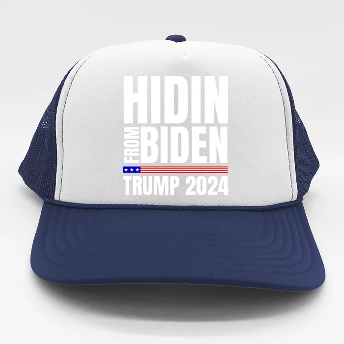 Hidin From Biden Trump 2024 Funny Anti Joe Biden Trucker Hat