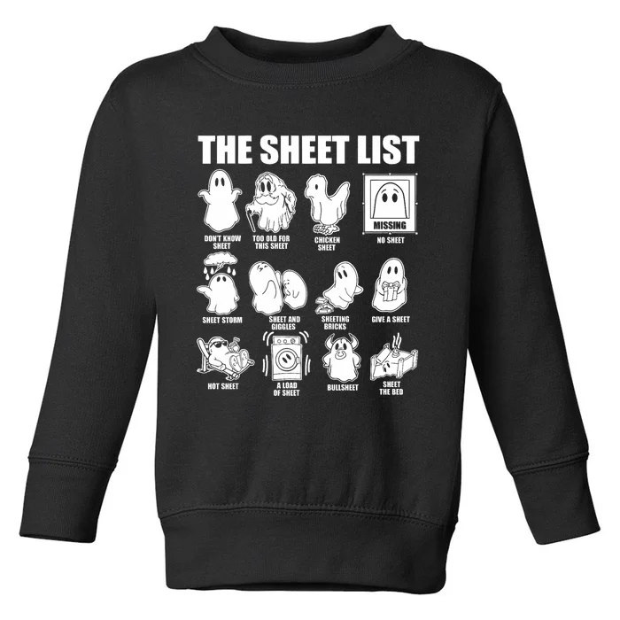 Halloween Funny Boo Sheet Halloween The Sheet List Toddler Sweatshirt